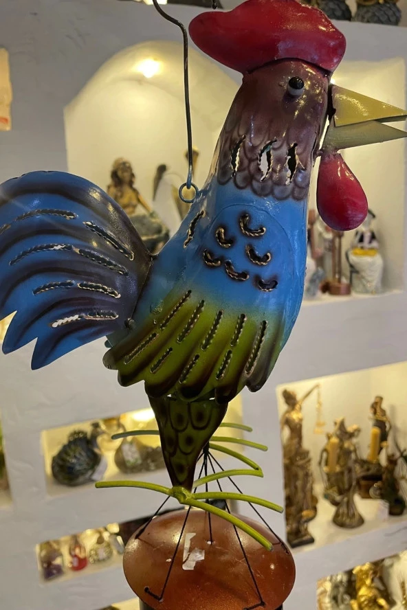Deprem Çanı Rüzgar Zili Feng Shui Koruyucu Horoz Metal El İşi 5 Beş Metal borulu - 8