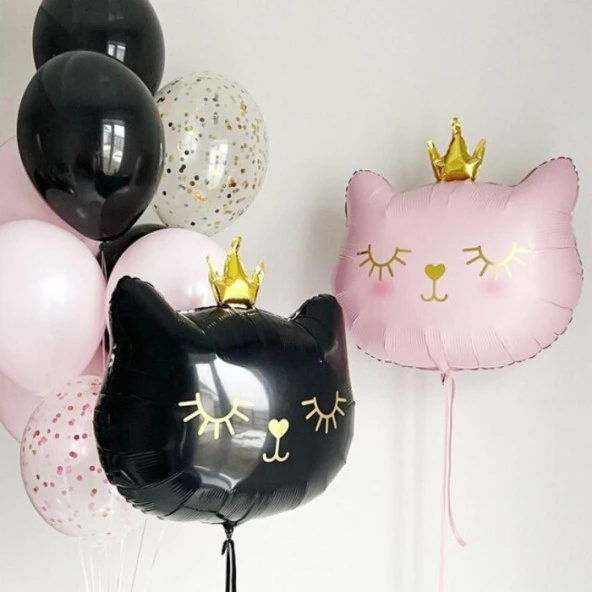 Sevimli Kedi Folyo Balon Siyah 56x49 cm