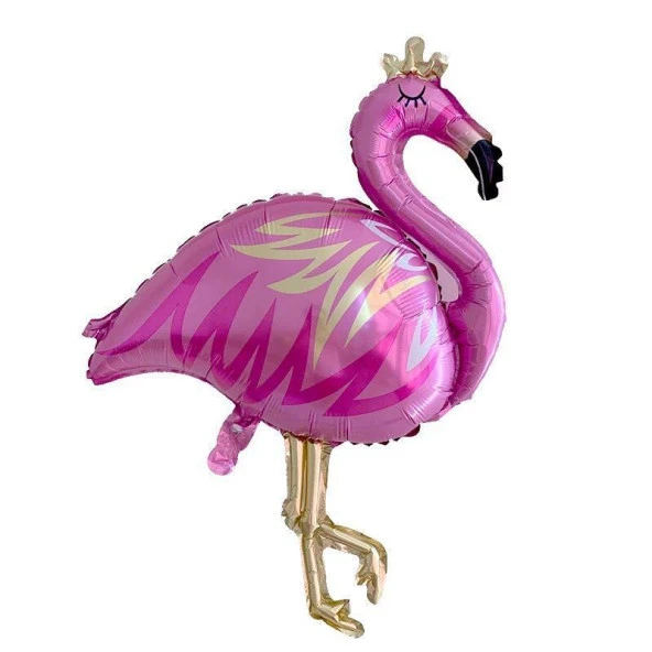 Flamingo Taçlı Temalı Folyo Balon Pembe 100 cm