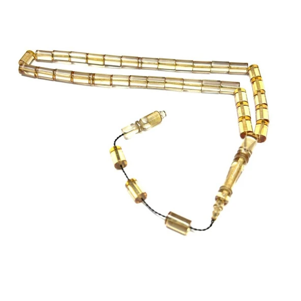 Kesme Model Usta İşi Sistemli 7-10mm Ateş Kehribar Tesbih - Resim 2