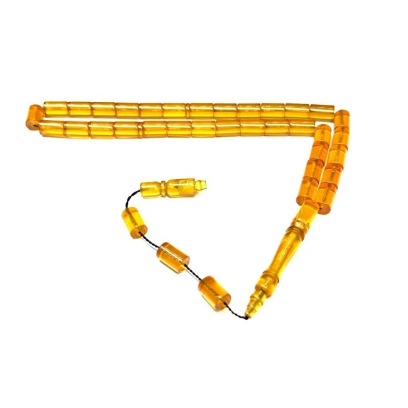 Kesme Model Usta İşi Sistemli 7-10mm Ateş Kehribar Tesbih - 2