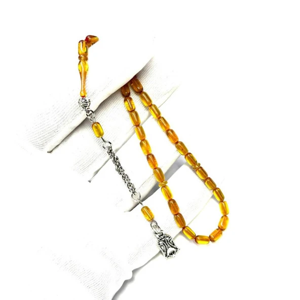 Bilek Boy Kapsül Model Püsküllü 4-7mm Ateş Sıkma Kehribar Tesbih ürün görseli