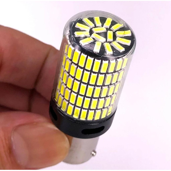 P21w Ba15s 1156 144 Ledli Ultra Parlak Geri Vites Park Ampül Tek Duy Beyaz (2 ADET) - 2