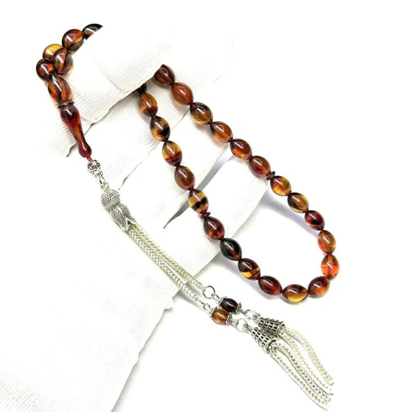 Beyzi Model Püsküllü 7-10mm Ateş Sıkma Kehribar Tesbih ürün görseli