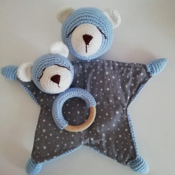 Sevimli Ayıcık ve Çıngırağı Amigurumi Organik Oyuncak ürün görseli 1