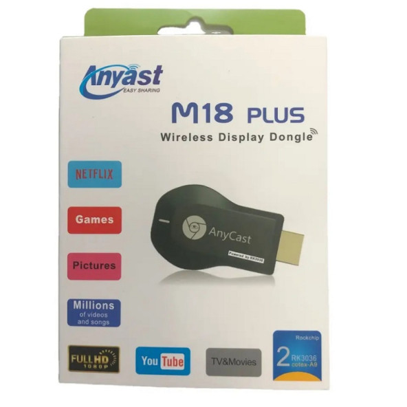 AnyCast M18 Plus Full HD Android iOS Uyumlu Kablosuz HDMI Ses ve Görüntü Aktarıcı - 5