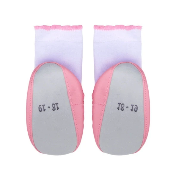 Kız Çocuk Pembe Kuşlu Çarıklı Çorap - 2