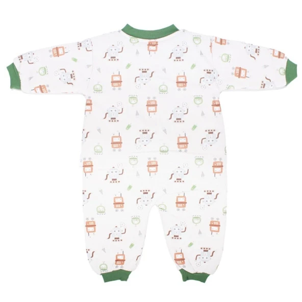 Unisex Yeşil Ekru Robot Desenli Uyku Tulumu - 3