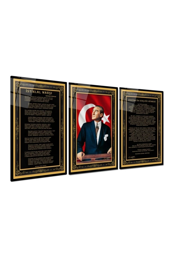 Atatürk Köşesi Triple Miyrem-Cam Tablo - 2