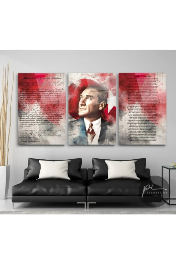 Atatürk Köşesi Triple Miyrem-Cam Tablo
