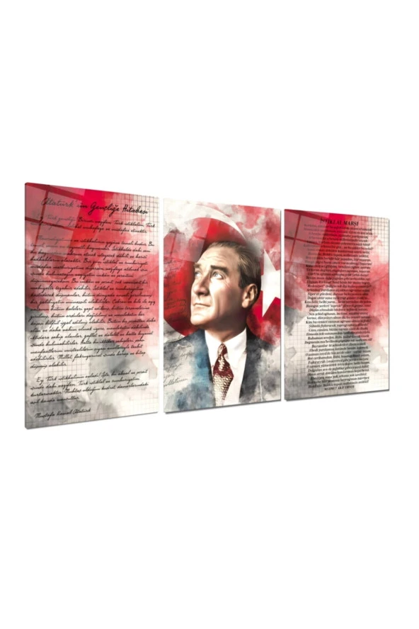 Atatürk Köşesi Triple Miyrem-Cam Tablo - 2