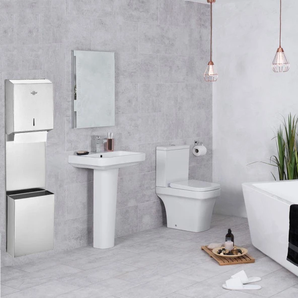 Rulopak Z Katlama Kağıt Havlu Dispenseri 400Lü + Paslanmaz Çöp Kovası 9 L Kombi Set - 2