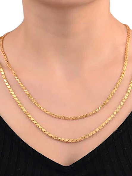 Halep Pullu Arpa Zincir 3 mm 14 Ayar Altın Kolye - Resim 4