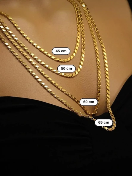 Halep Pullu Arpa Zincir 3 mm 14 Ayar Altın Kolye - Resim 3