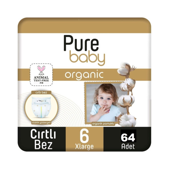 Pure Baby Organik Pamuklu 6 Numara 64'lü Bebek Bezi - 1