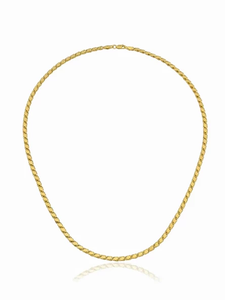 Halep Pullu Arpa Zincir 3 mm 14 Ayar Altın Kolye - Resim 2