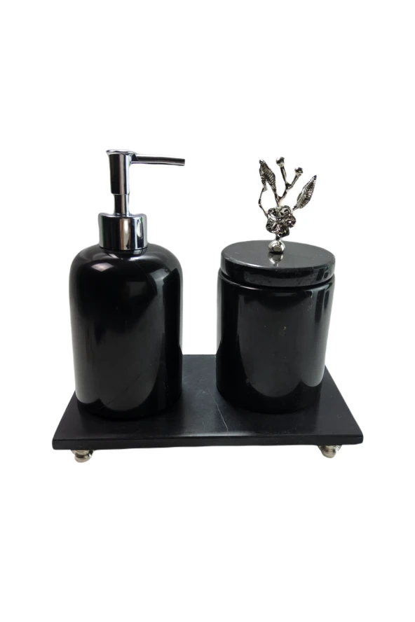 Akronistone Siyah İnci 3li Mermer Banyo Seti Model 1365