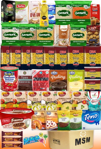 MSM Ramazan Paketi Erzak Paketi Mega Paket 45 Parça Çocuklar İçin Çikolata Setli Toplam 19kg No :14