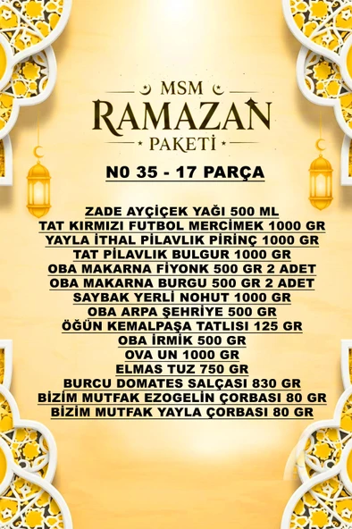 MSM Ramazan Kolisi Erzak Paketi Bakliyat Seti 17  Parça No 35 - Resim 2