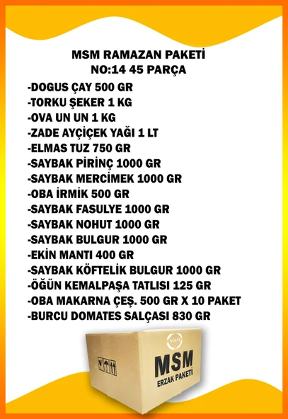 MSM Ramazan Paketi Erzak Paketi Mega Paket 45 Parça Çocuklar İçin Çikolata Setli Toplam 19kg No :14 - 4