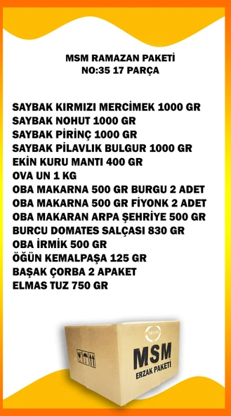 MSM Ramazan Kolisi Erzak Paketi Bakliyat Seti 17  Parça No 35 - 2