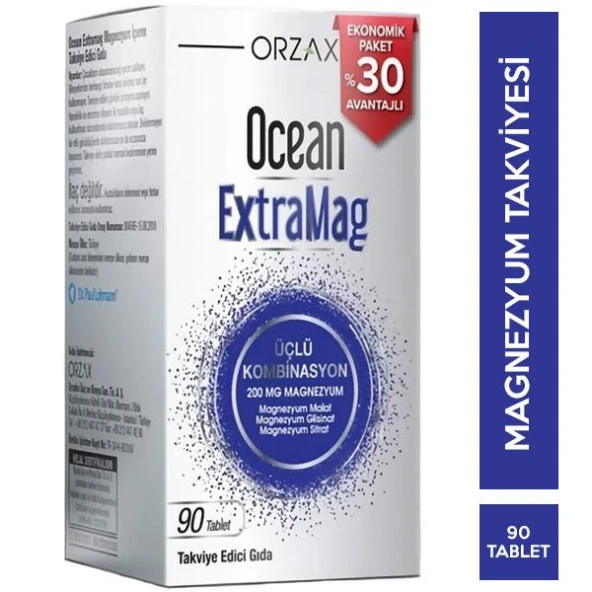 Ocean Extramag Üçlü Kombinasyon 200 Mg Magnezyum 90 Tablet