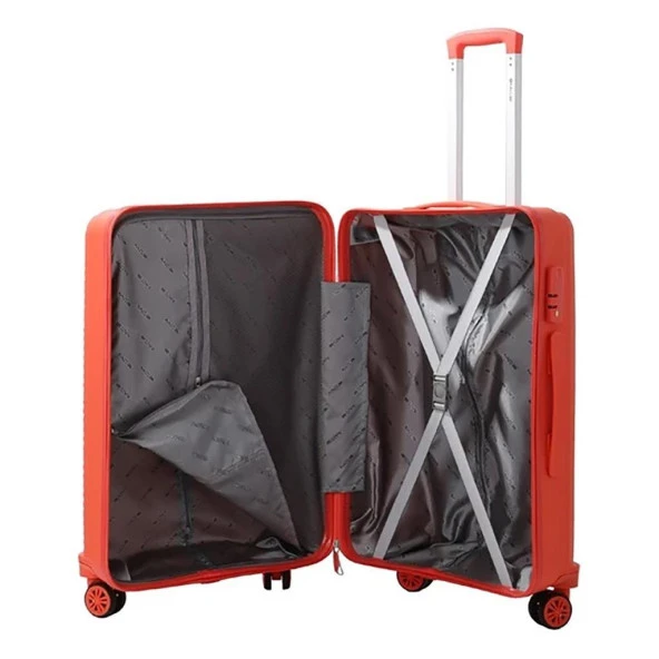 MÇS 3lü Set Kırılmaz Silikon Seyahat Valizi Bavulu V374 Mercan - Resim 2