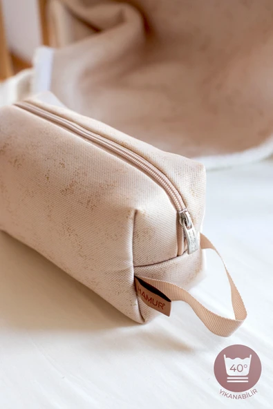 Kirli Temiz Islak Organizer Çantası Solid Bej Bebek Çocuk Kıyafet Çamaşır Anne Makyaj Alezli Çanta - 2