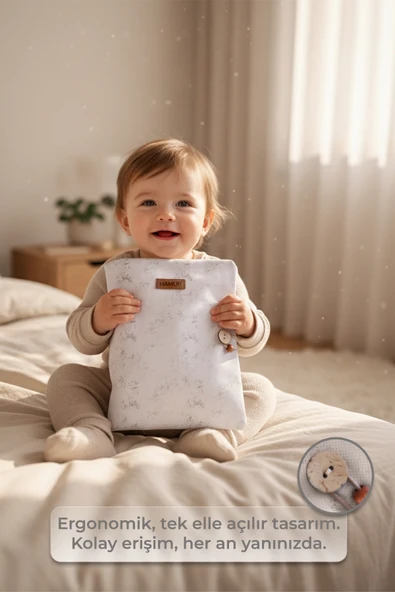 Anne Bebek Bakım Çantası Yenidoğan Alt Açma Değiştirme Düzenleyici Çantası Organizer Solid Gri - Resim 2