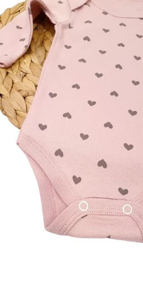 Kalp Desenli Kız Bebek Çıtçıtlı Body - 4