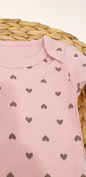 Kalp Desenli Kız Bebek Çıtçıtlı Body - 5