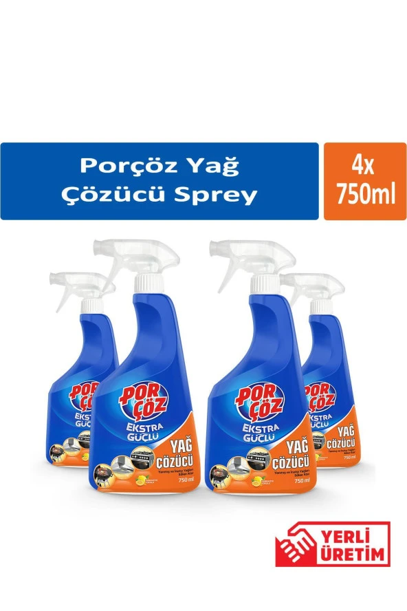 Porçöz Yağ Çözücü Sprey 750 ml x 4 Adet