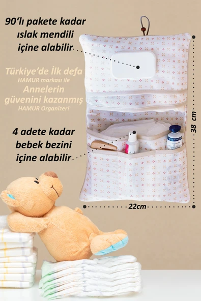 Anne Bebek Bakım Çantası Yenidoğan Alt Açma Değiştirme Düzenleyici Çantası Organizer Solid P.Pembe - Resim 4