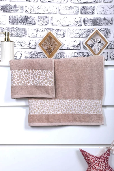 2 Parça Jakarlı Kadın-Erkek Banyo Havlu Takımı Leo 90x150 Cm - 8