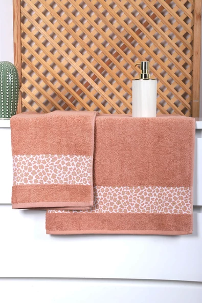 2 Parça Jakarlı Kadın-Erkek Banyo Havlu Takımı Leo 90x150 Cm - 12