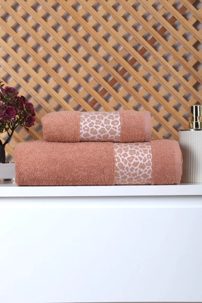 2 Parça Jakarlı Kadın-Erkek Banyo Havlu Takımı Leo 90x150 Cm - 7