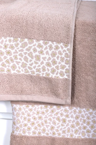 2 Parça Jakarlı Kadın-Erkek Banyo Havlu Takımı Leo 90x150 Cm - 9