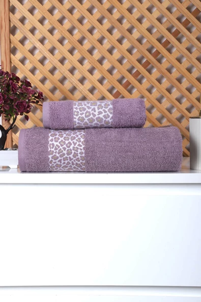 2 Parça Jakarlı Kadın-Erkek Banyo Havlu Takımı Leo 90x150 Cm - 4