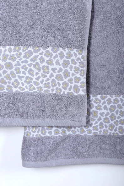 2 Parça Jakarlı Kadın-Erkek Banyo Havlu Takımı Leo 90x150 Cm - 11