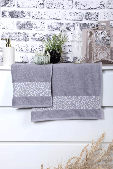 2 Parça Jakarlı Kadın-Erkek Banyo Havlu Takımı Leo 90x150 Cm - 10