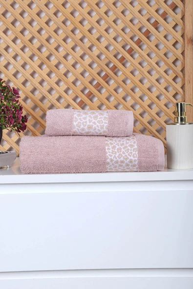 2 Parça Jakarlı Kadın-Erkek Banyo Havlu Takımı Leo 90x150 Cm - 6