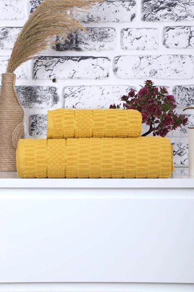 2 Parça Jakarlı Renkli Kadın-Erkek Banyo Havlu Takımı 90x150 Cm - 3