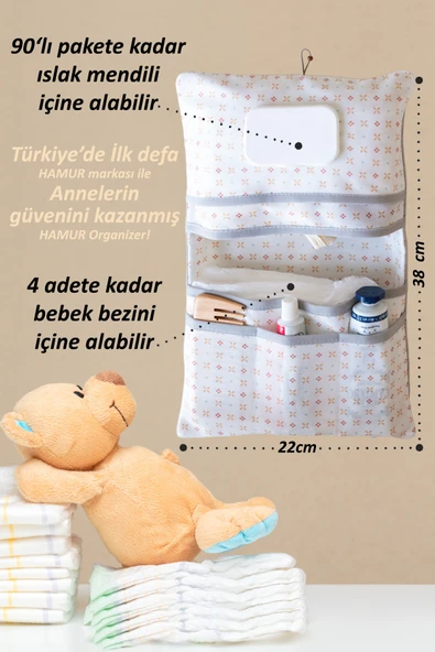 Anne Bebek Bakım Çantası Yenidoğan Alt Açma Değiştirme Düzenleyici Çantası Organizer Solid Ç.Yeşili - Resim 4