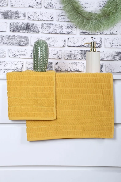 2 Parça Jakarlı Renkli Kadın-Erkek Banyo Havlu Takımı 90x150 Cm - 12