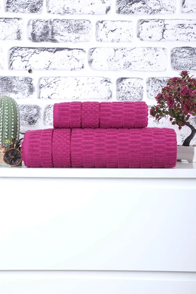 2 Parça Jakarlı Renkli Kadın-Erkek Banyo Havlu Takımı 90x150 Cm - 6