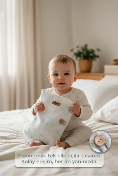 Anne Bebek Bakım Çantası Yenidoğan Alt Açma Değiştirme Düzenleyici Çantası Organizer Solid Ç.Yeşili - Resim 2