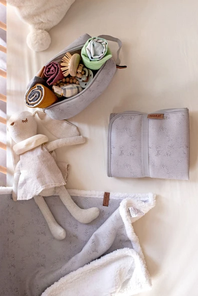 Fluffy Bebek Battaniyesi 80x100 Solid Gri Kundak Puset Çift Taraflı Koyun Tüyü Battaniye 100x80 - 4