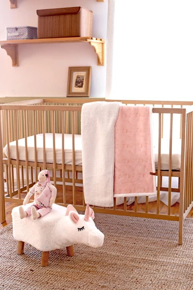 Fluffy Bebek Battaniyesi 80x100 Solid Pudra Kundak Puset Çift Taraflı Koyun Tüyü Battaniye 100x80 - Resim 5