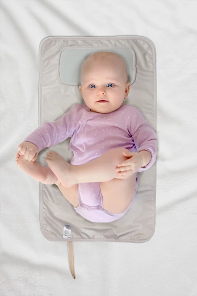 Anne Bebek Bakım Örtüsü Yenidoğan Alt Açma Değiştirme Solid Gri Organizer Pedi Minderi Çift Taraflı - Resim 5