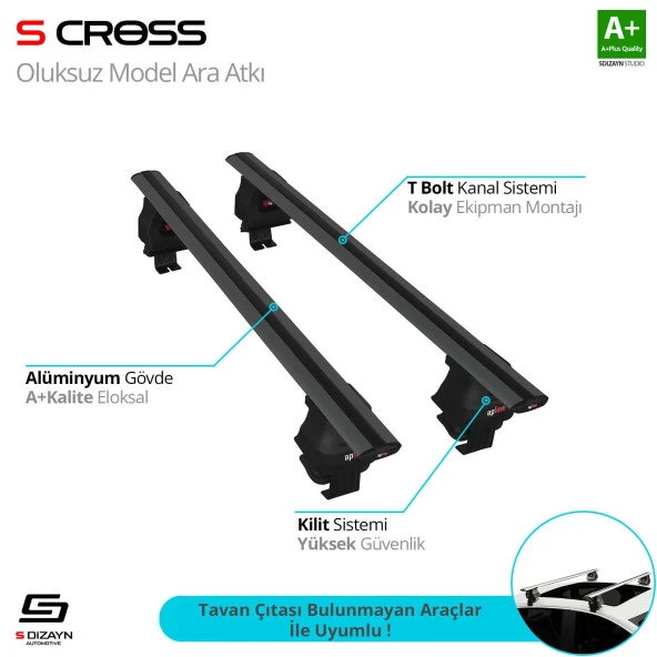 Citroen C4 Picasso için (Mk2) 2013-2018 Oluksuz Model Siyah Ara Atkı A+ Kalite ürün görseli